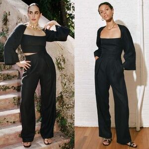 MARA HOFFMAN Hemp Square Neck Long Bell Sleeve Cutout Back Cropped Julia Top 10